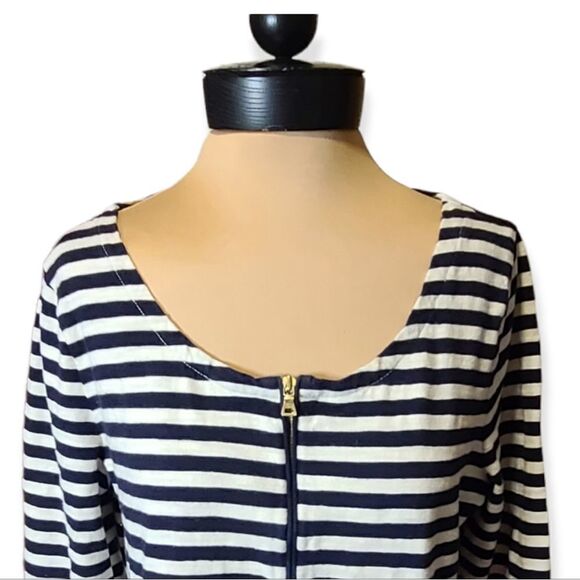 J. Crew Black White Striped Casual Dress Size Large - Picture 5 of 7
